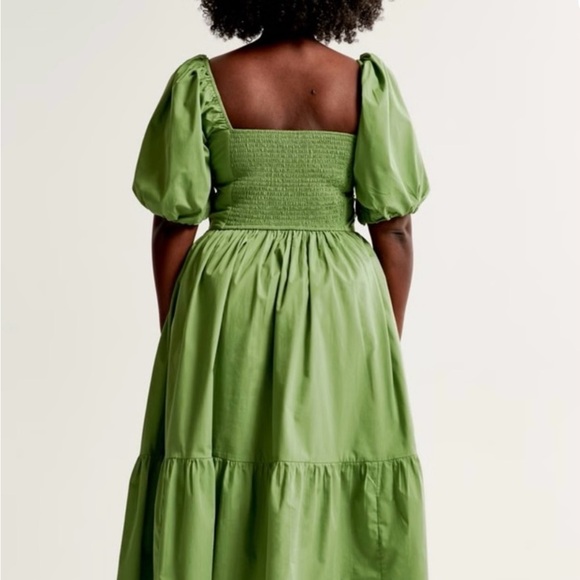 Abercrombie Emerson Poplin Puff Sleeve Midi Dress - Picture 3 of 5